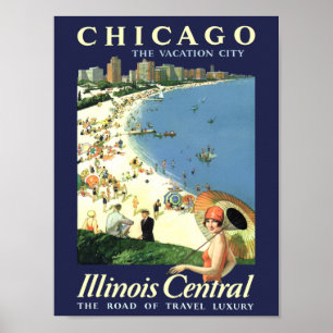 affiche de voyage de style vintage pour Chicago, I