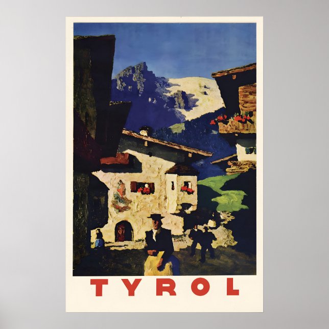 Affiche de voyage de style vintage Tyrol, Autriche (Devant)