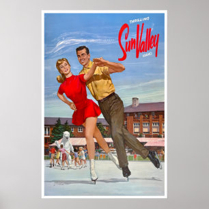 Affiche de voyage de Sun Valley Vintage Idaho Pati