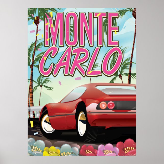 affiche de voyage de supercar Monte Carlo (Devant)