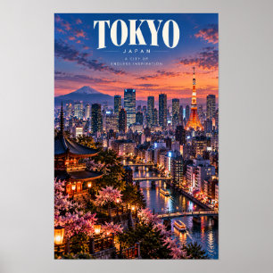 Affiche de voyage de Tokyo Japon Coucher de soleil
