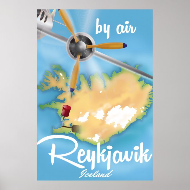Affiche de voyage de vacances à Reykjavik, Islande (Devant)