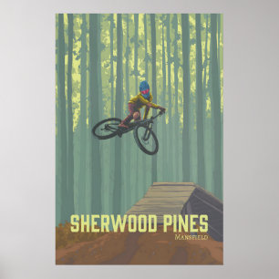 Affiche de voyage de vélo de montagne de Sherwood 