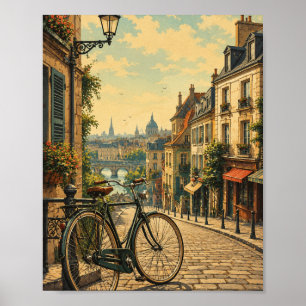 Affiche de voyage de ville de bicyclette de style