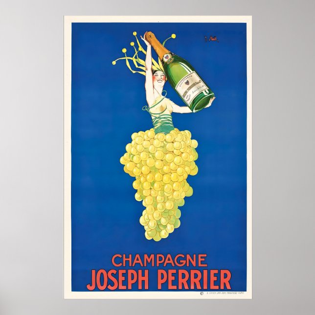 Affiche de voyage de vin de Champagne vintage (Devant)