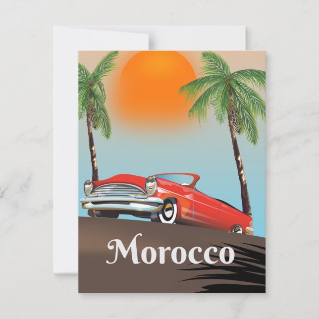 Affiche de voyage de voiture rouge classique Maroc (Devant)