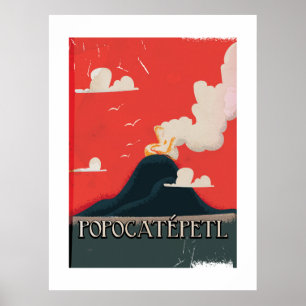 Affiche de voyage de volcan de Popocatépetl