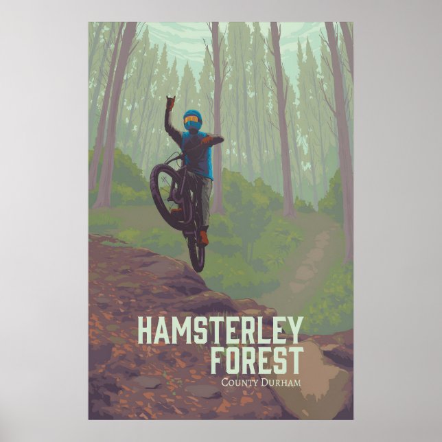 Affiche de voyage de VTT de la forêt de Hamsterley (Devant)