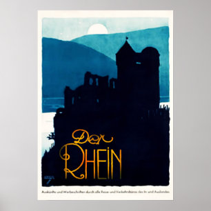 Affiche de voyage Der Rhein Allemagne 1930