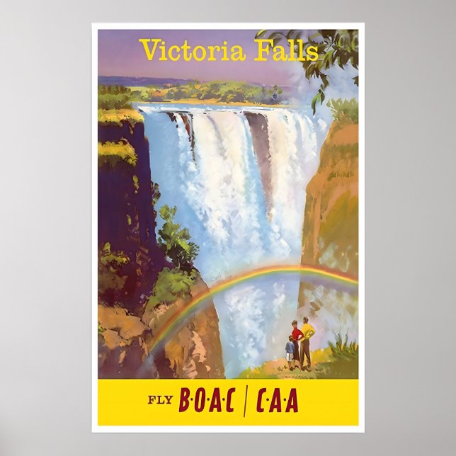 Affiche de voyage des chutes Victoria Art mural Af (Devant)