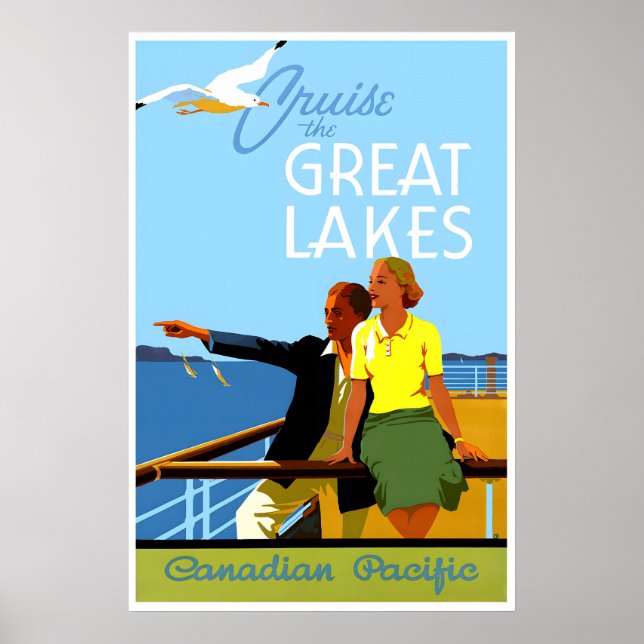 Affiche de voyage des Grands Lacs Bateau de croisi (Devant)