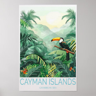 Affiche de voyage des îles Caïmans, mur de la mer