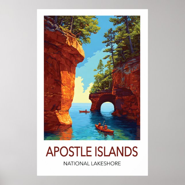 Affiche de voyage des îles de l'Apôtre Wisconsin (Devant)