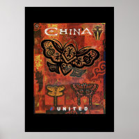 Affiche de voyage des papillons chinois