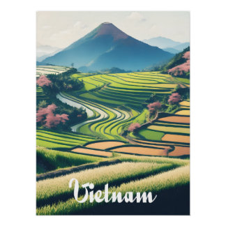 Affiche de voyage des rizières du Vietnam