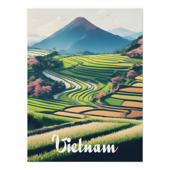 Affiche de voyage des rizières du Vietnam (Devant)
