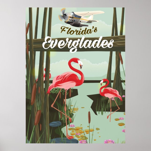 Affiche de voyage dessin animé des Everglades de F (Devant)