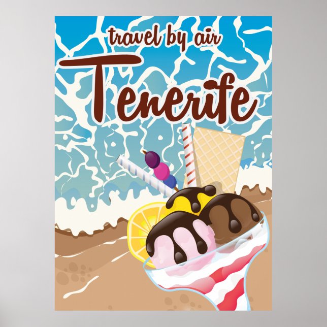 Affiche de voyage dessin animé glace Tenerife (Devant)