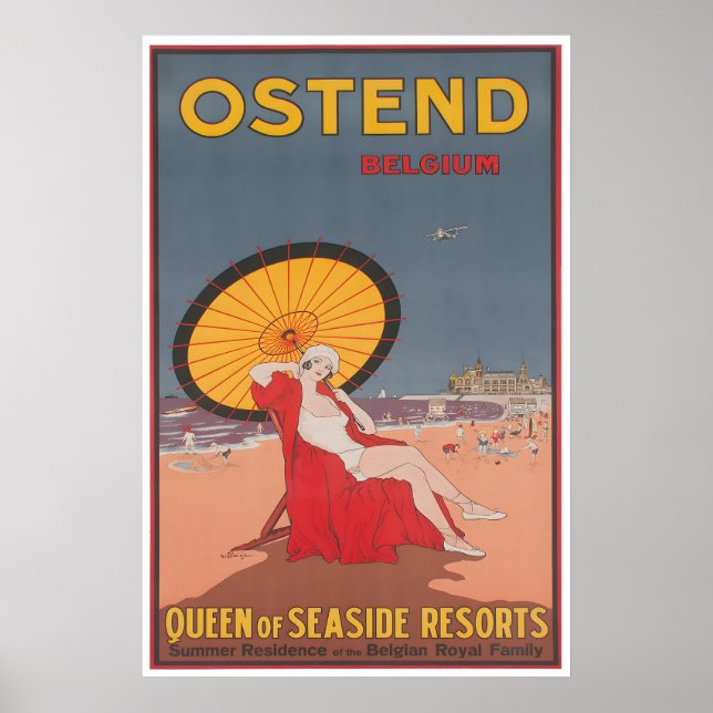 Affiche de voyage d'Ostende Belgique Plages Impres (Devant)