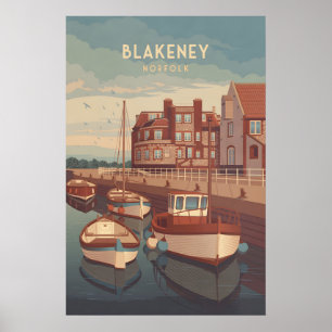 Affiche de voyage du bord de mer de Blakeney Norfo
