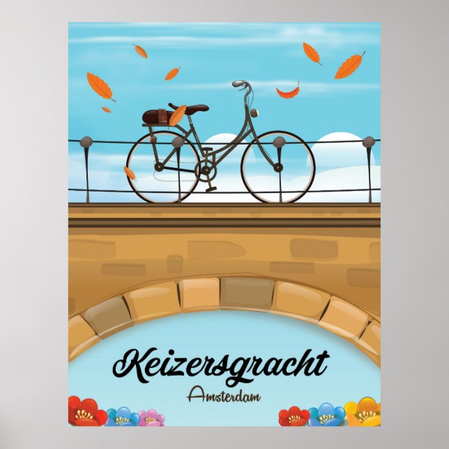 Affiche de voyage du canal Keizersgracht Amsterdam (Devant)