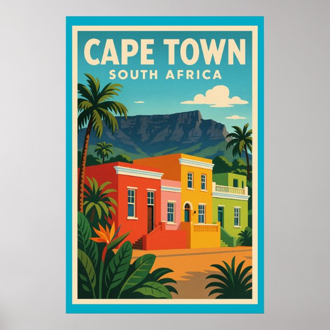 Affiche de voyage du Cap, Afrique du Sud, (Devant)