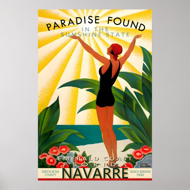Affiche de voyage du comté de Santa Rosa en Florid (Devant)