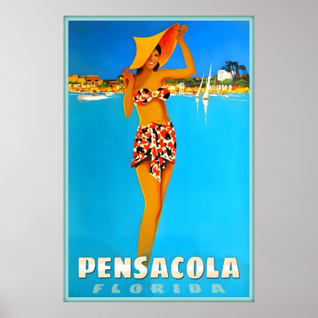 Affiche de voyage du comté d'Escambia Floride Pens (Devant)