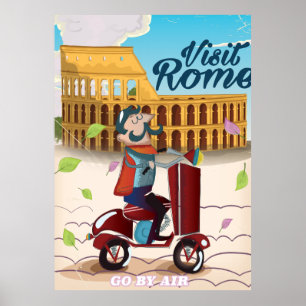 Affiche de voyage du dessin animé de Rome