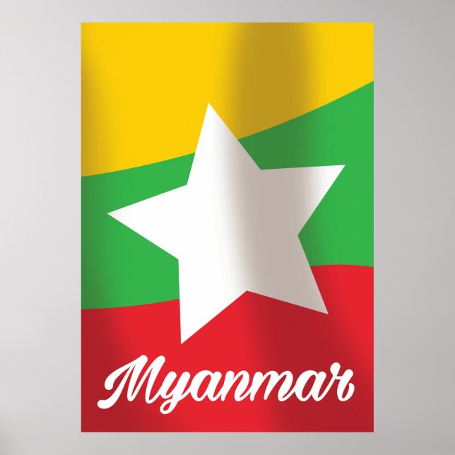 Affiche de voyage du drapeau de la Birmanie (Devant)