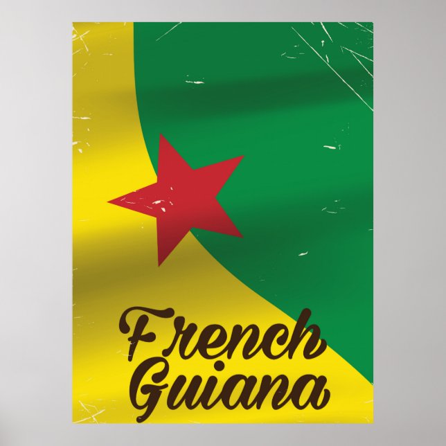 Affiche de voyage du drapeau de la Guyane français (Devant)