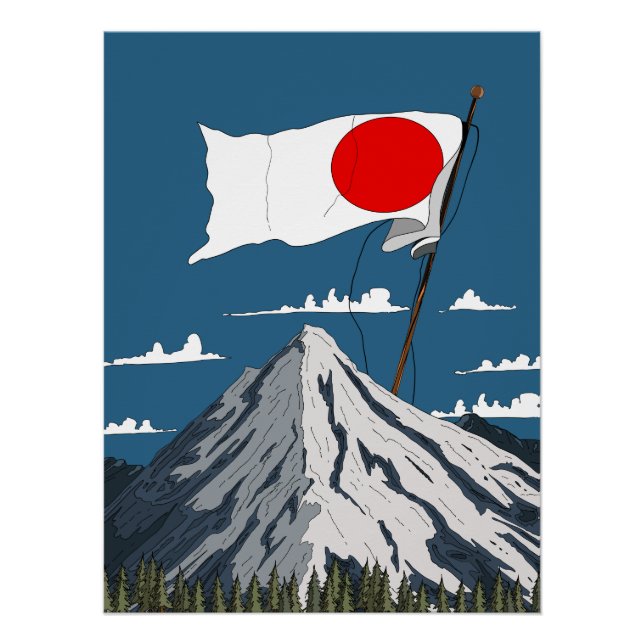 Affiche de voyage du drapeau japonais (Devant)