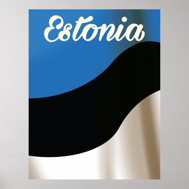 Affiche de voyage du drapeau national estonien (Devant)