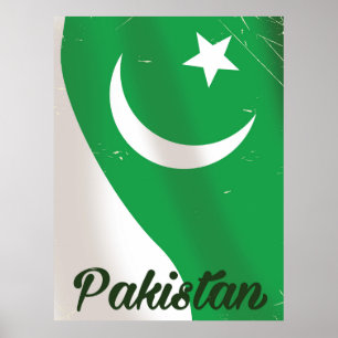 Affiche de voyage du drapeau pakistanais
