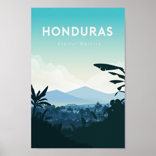 Affiche de voyage du Honduras, imprimé (Devant)