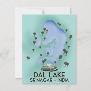 Affiche de voyage du lac Dal, Srinagar, Inde Carte