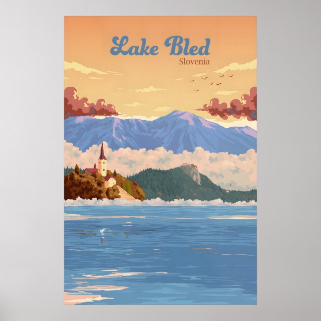 Affiche de voyage du lac de Bled Slovénie (Devant)