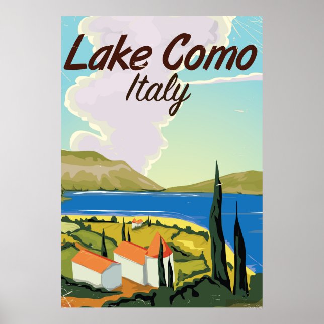Affiche de voyage du lac de Côme en Italie. (Devant)