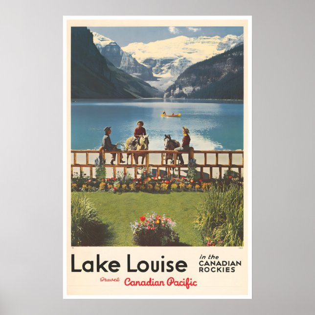 Affiche de voyage du lac Louise, pêche, art rétro, (Devant)