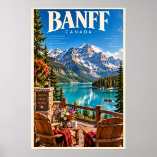 Affiche de voyage du lac turquoise montagne Banff
