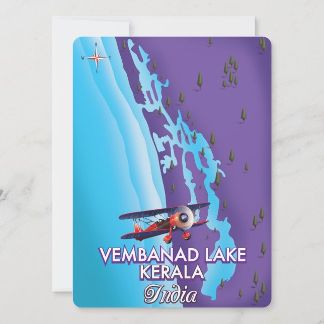 Affiche de voyage du lac Vembanad, Inde (Devant)
