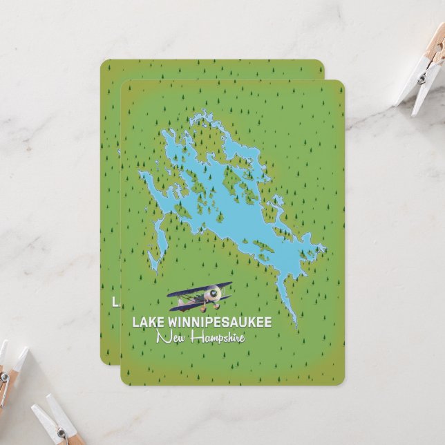 Affiche de voyage du lac Winnipesaukee New Hampshi (Devant/Arrière en situation)