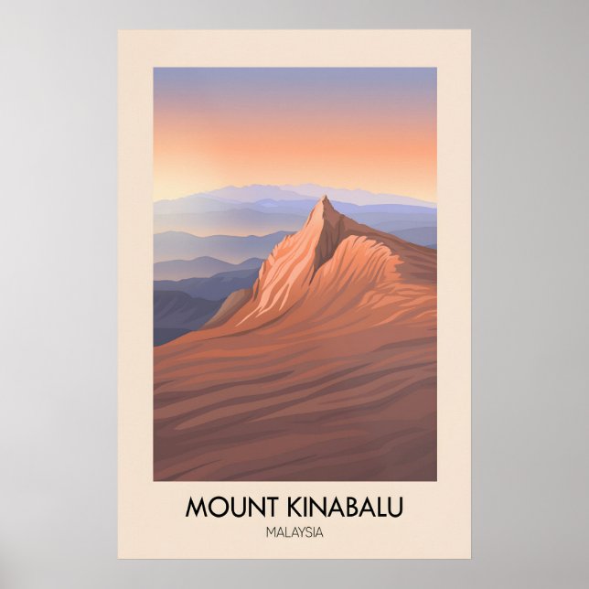Affiche de voyage du Mont Kinabalu en Malaisie (Devant)