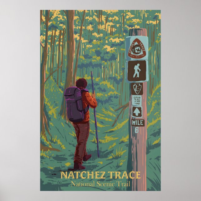 Affiche de voyage du Natchez Trace National Scenic (Devant)