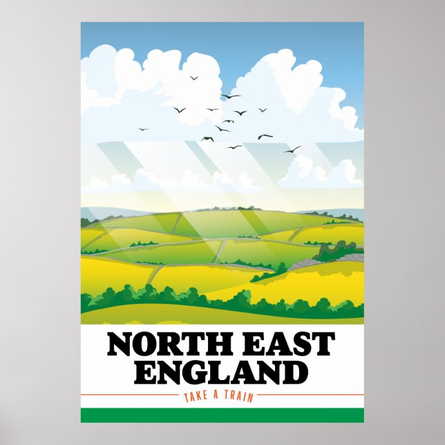 Affiche de voyage du Nord-Est de l'Angleterre. (Devant)