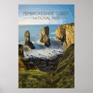 Affiche de voyage du parc national côtier du Pembr