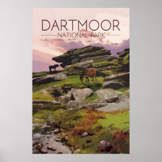 Affiche de voyage du Parc national de Dartmoor