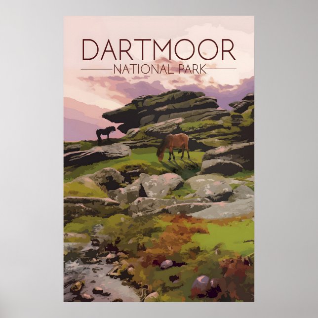 Affiche de voyage du Parc national de Dartmoor (Devant)