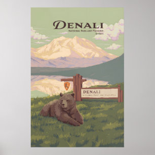 Affiche de voyage du Parc national de Denali