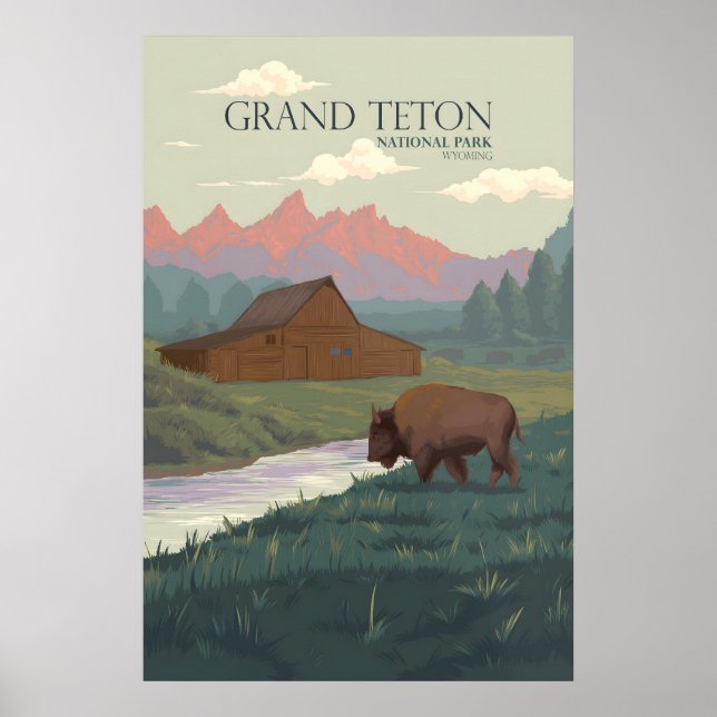 Affiche de voyage du Parc national de Grand Teton (Devant)